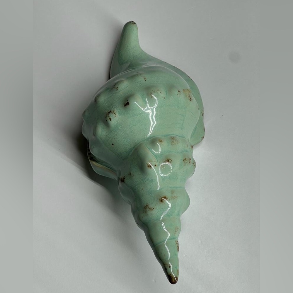 Aqua Blue Beach Home Decorative Conk Seashell - Ceramic 10”
,
